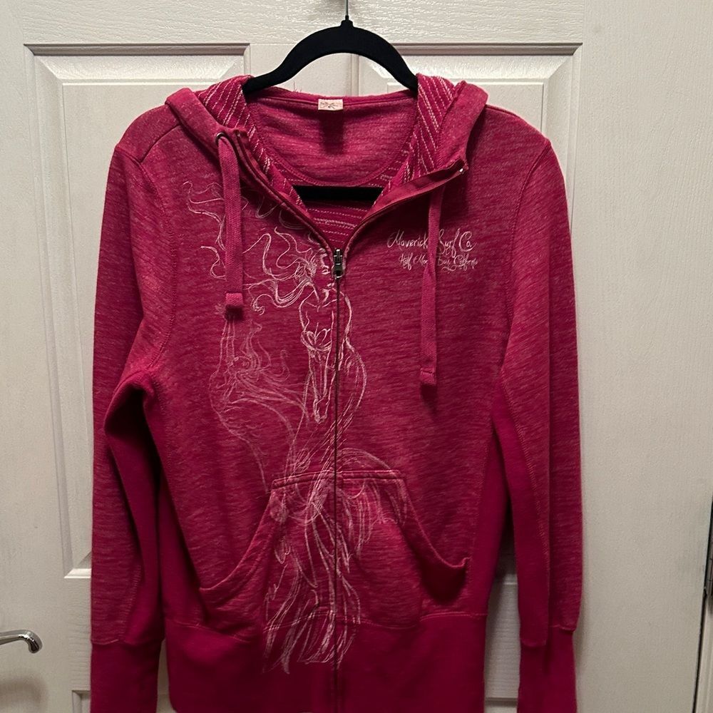 Women's Red Hoodie Jacket, Maverick’s Surf Company